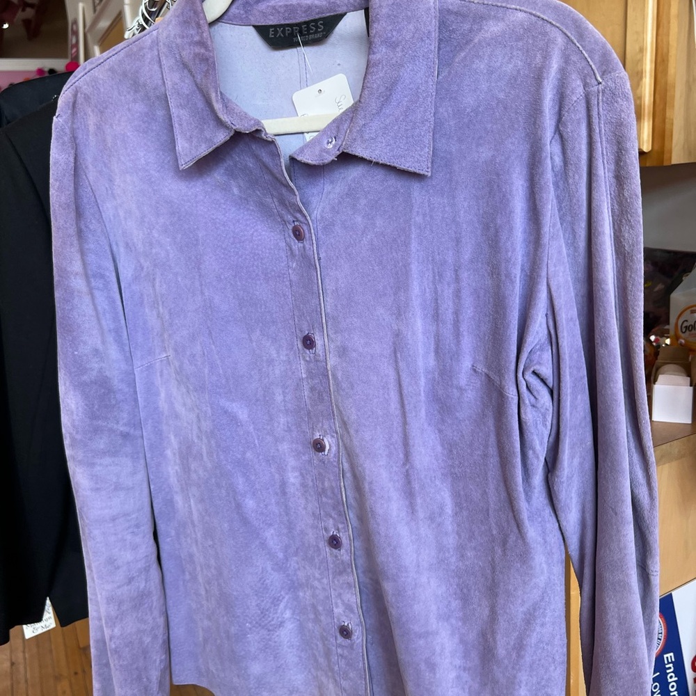 Vintage Express Women's Purple Suede Button Down Shirt